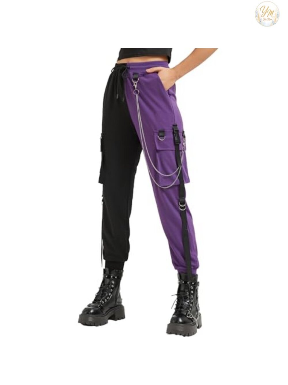 Women's Cargo Pants with Chains Techwear Loose Fit Goth Street Style